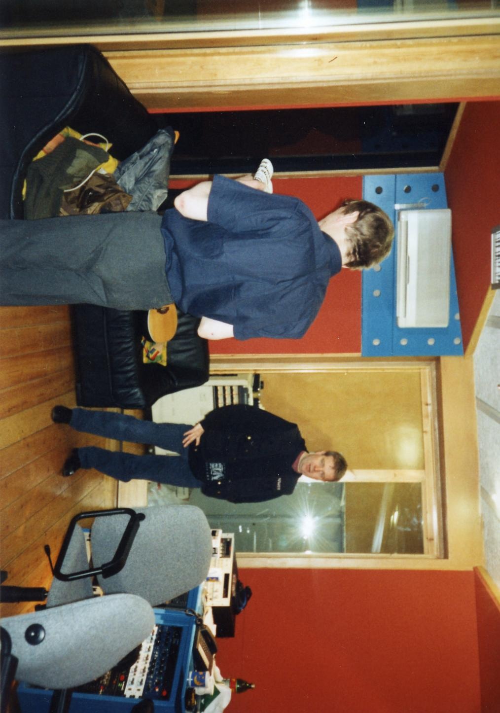 Mark E Smith and producer Mike Bennet in London studio