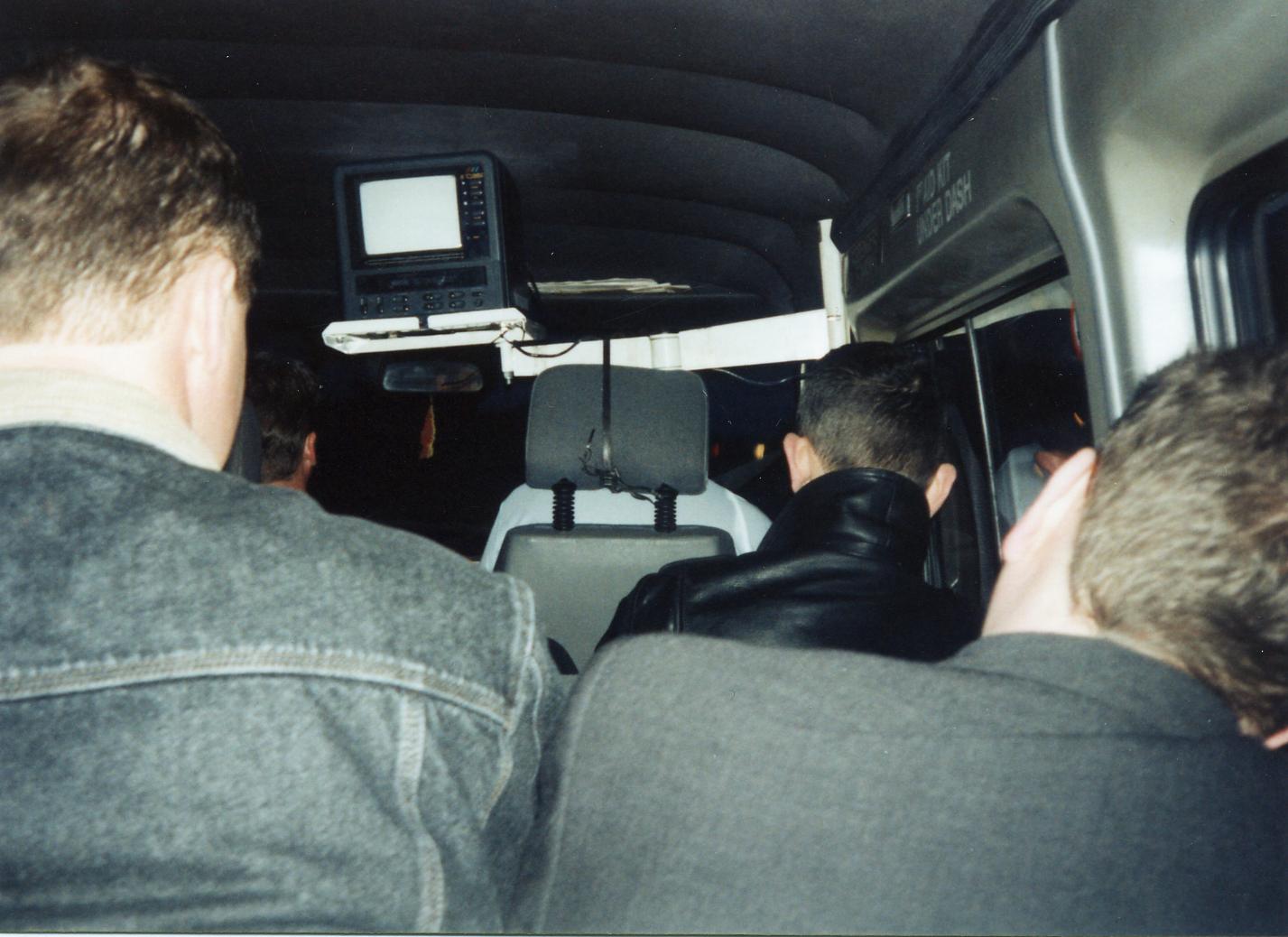 The Fall tour bus parked outside