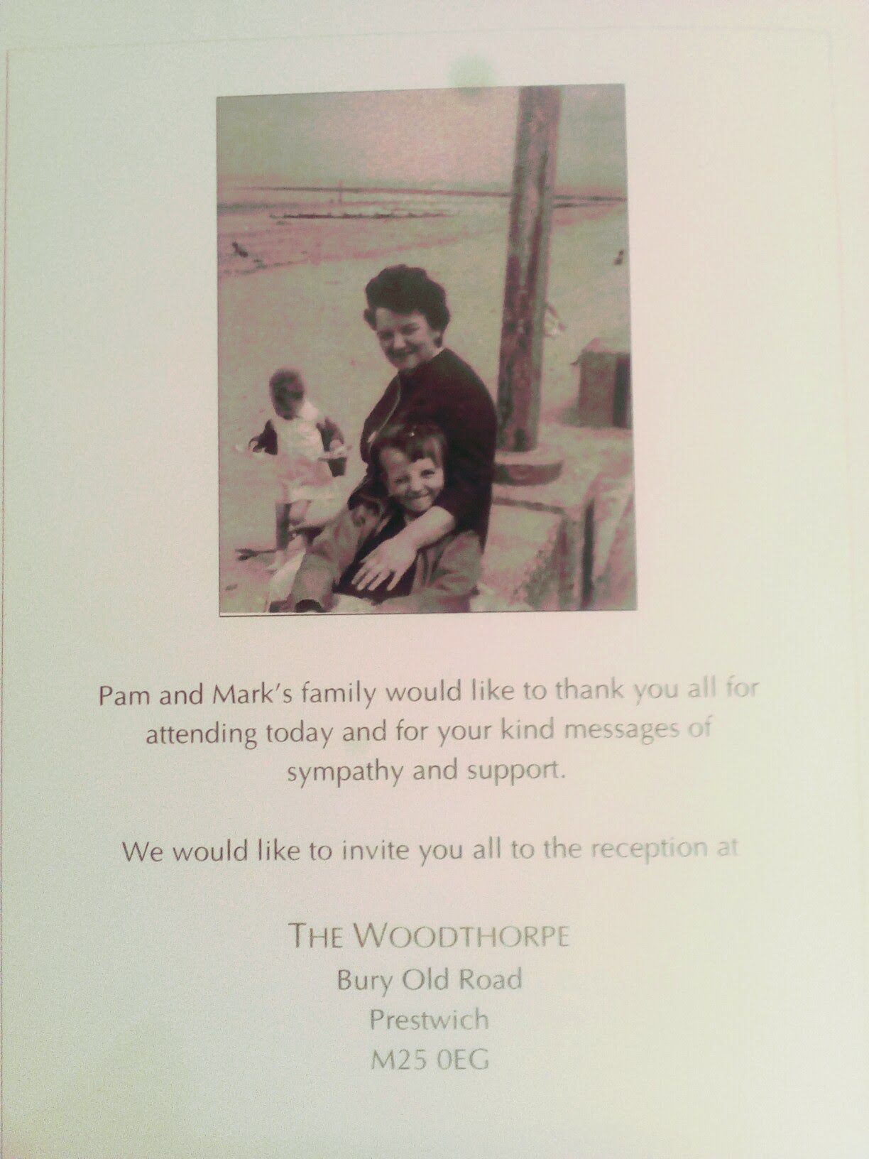 Mark E Smith service leaflet back page Mark E Smith funeral service leaflet